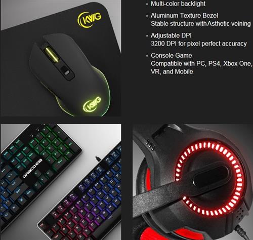 KWG Draco E1A 4 in 1 RGB Multi Colour Backlit Gaming Combo KWG Draco E1A 4 in 1 RGB Multi Colour Backlit Gaming Combo